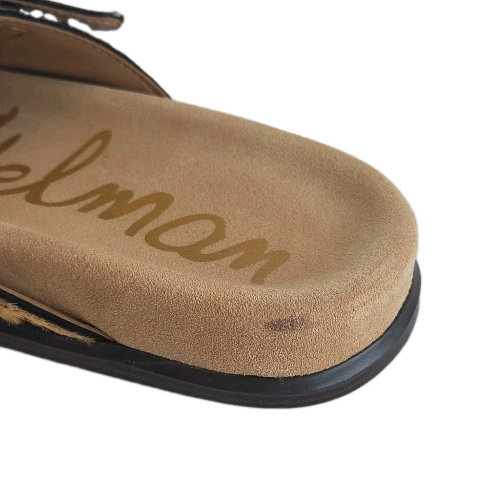 Sam Edelman Darla Sandals Leopard Print Calf Hair Buckle Slides Womens 9